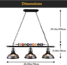 Load image into Gallery viewer, Industrial Pendant Lights - Restaurant / Bar / Kitchen / Pool Table | 3 chandelier Pool Table Lamp with pool ball decoration. - Man-Kave