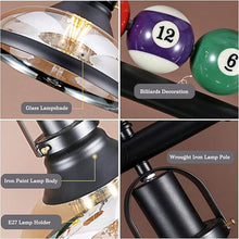 Load image into Gallery viewer, Industrial Pendant Lights - Restaurant / Bar / Kitchen / Pool Table | 3 chandelier Pool Table Lamp with pool ball decoration. - Man-Kave