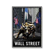 Load image into Gallery viewer, New York Charging Wall Street Bull Oil Painting Poster Modern Canvas Wall Art - Man-Kave