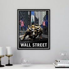 Load image into Gallery viewer, New York Charging Wall Street Bull Oil Painting Poster Modern Canvas Wall Art - Man-Kave