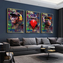 Load image into Gallery viewer, Pop Graffiti Monkey Wall Art - Listening To Music Canvas Poster - Man-Kave