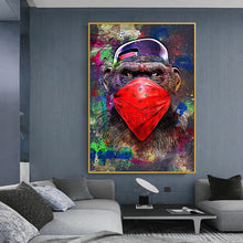 Load image into Gallery viewer, Pop Graffiti Monkey Wall Art - Listening To Music Canvas Poster - Man-Kave