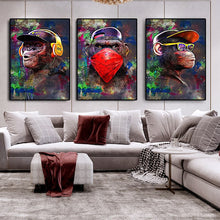 Load image into Gallery viewer, Pop Graffiti Monkey Wall Art - Listening To Music Canvas Poster - Man-Kave