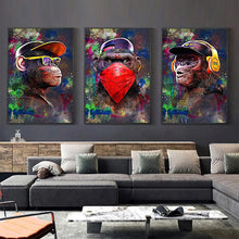 Load image into Gallery viewer, Pop Graffiti Monkey Wall Art - Listening To Music Canvas Poster - Man-Kave