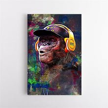 Load image into Gallery viewer, Pop Graffiti Monkey Wall Art - Listening To Music Canvas Poster - Man-Kave