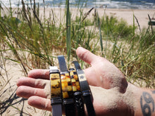 Load image into Gallery viewer, Mens Black Leather & Amber Bracelet - Man-Kave