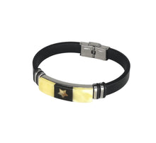 Load image into Gallery viewer, Mens Amber Star & Leather Bracelet - Fashion Accessory - Man-Kave