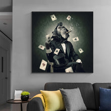 Load image into Gallery viewer, Smoking and Playing Card Monkey Wall Art - Man-Kave