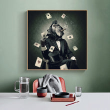 Load image into Gallery viewer, Smoking and Playing Card Monkey Wall Art - Man-Kave
