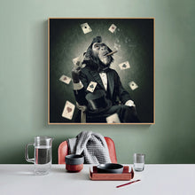 Load image into Gallery viewer, Smoking and Playing Card Monkey Wall Art - Man-Kave