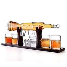 Load image into Gallery viewer, AK47 Gun Whiskey Decanter Glass Set with 4 Bullet Glasses & Mahogany Wooden Base - Exclusive - ManKave Gifts & Accessories