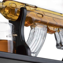 Load image into Gallery viewer, AK47 Gun Whiskey Decanter Glass Set with 4 Bullet Glasses & Mahogany Wooden Base - Exclusive - ManKave Gifts & Accessories