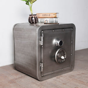 Industrial Style Safe Cabinet - Wrought Iron Bedside Table - ManKave Gifts & Accessories