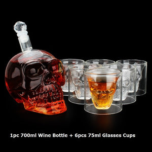 7Pcs/Set Transparent Skull Bottle + Glasses - 700ml Decanter With 75ml  Glasses - ManKave Gifts & Accessories
