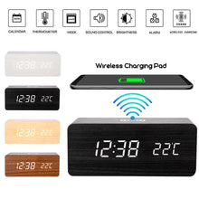 Load image into Gallery viewer, Wooden Alarm Clock With Wireless Charging Pad for Phone - ManKave Gifts & Accessories