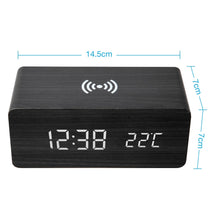 Load image into Gallery viewer, Wooden Alarm Clock With Wireless Charging Pad for Phone - ManKave Gifts & Accessories