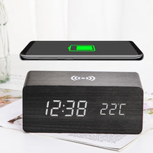 Load image into Gallery viewer, Wooden Alarm Clock With Wireless Charging Pad for Phone - ManKave Gifts & Accessories