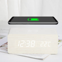 Load image into Gallery viewer, Wooden Alarm Clock With Wireless Charging Pad for Phone - ManKave Gifts & Accessories