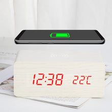 Load image into Gallery viewer, Wooden Alarm Clock With Wireless Charging Pad for Phone - ManKave Gifts & Accessories