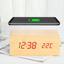 Load image into Gallery viewer, Wooden Alarm Clock With Wireless Charging Pad for Phone - ManKave Gifts & Accessories