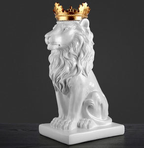 Crown Lion Statue - Home Ornament Sculpture - Man-Kave