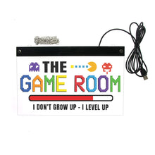 Load image into Gallery viewer, I Don&#39;t Grow Up I Level Up - The Game Room LED Lighted Wall Sign - Man-Kave
