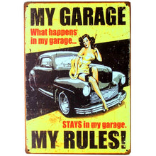 Load image into Gallery viewer, My Garage My Rules - 20x30cm Retro Tin Sign - Man-Kave
