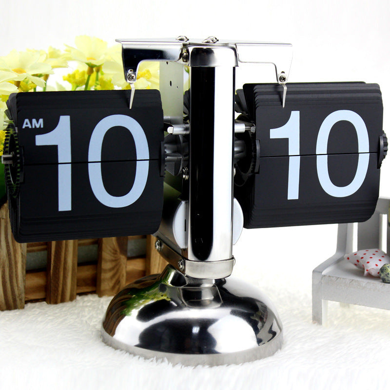 Retro Flip Over Clock - Desktop Stainless Steel Flip Clock - Man-Kave