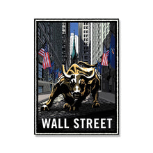 Load image into Gallery viewer, New York Charging Wall Street Bull Oil Painting Poster Modern Canvas Wall Art - Man-Kave
