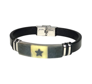Mens Amber Star & Leather Bracelet - Mens Fashion Gift - Man-Kave
