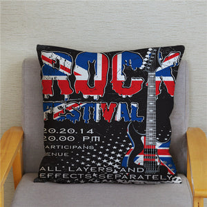 Cushion Covers - Rock Music Print - ManKave Gifts & Accessories