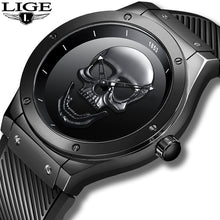 Load image into Gallery viewer, LIGE Mens Watch -  New Black Skull Watch - ManKave Gifts &amp; Accessories
