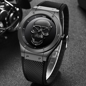 LIGE Mens Watch -  New Black Skull Watch - ManKave Gifts & Accessories