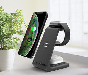 3 in1 Wireless Charger For iPhone 11/Xs AirPods Apple Watch - ManKave Gifts & Accessories