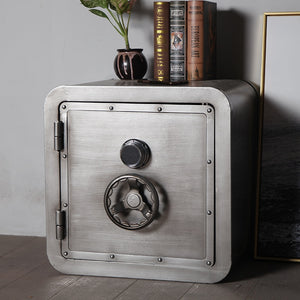 Industrial Style Safe Cabinet - Wrought Iron Bedside Table - ManKave Gifts & Accessories