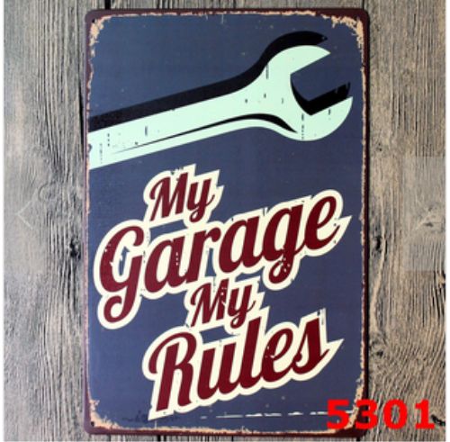 My Garage My Rules Retro Vintage Metal Sign - ManKave Gifts & Accessories
