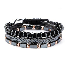 Load image into Gallery viewer, Mens Bracelet Set - Braided Rope / Natural Hematite / Stone - ManKave Gifts &amp; Accessories

