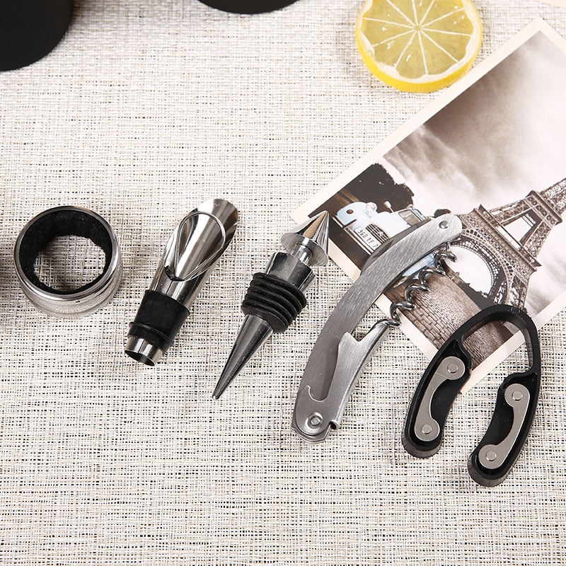 5 Piece Wine Bottle Opener Tool Set Gift Set Corkscrew Pourer