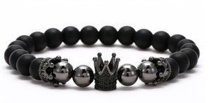 Mens Cubic Zirconia Mens Bracelet - Crown Detail - ManKave Gifts & Accessories