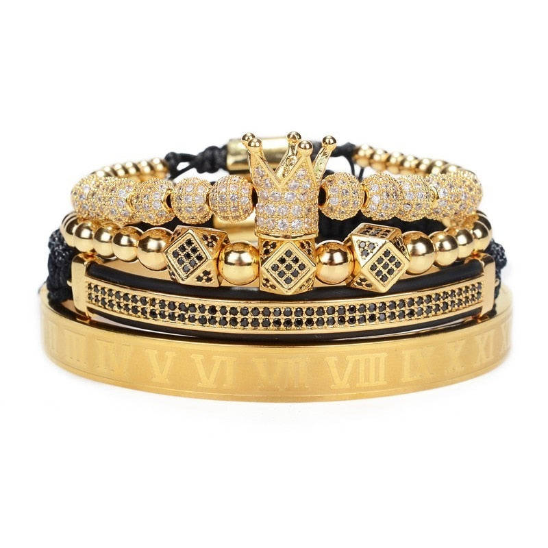 Luxury Royal Crown Charm Bracelet Set for Men - ManKave Gifts & Accessories