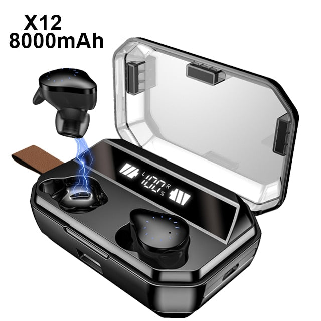 8000mAh Bluetooth Wireless Earphones - Waterproof Earbuds With LED Display - ManKave Gifts & Accessories
