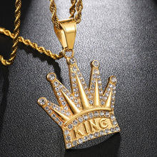 Load image into Gallery viewer, Bling Iced out Crown KING Mens Pendants Necklaces - ManKave Gifts &amp; Accessories
