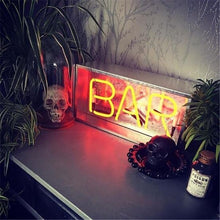 Load image into Gallery viewer, Vintage Metal Neon Box Lamp - BAR Neon Sign - Man-Kave
