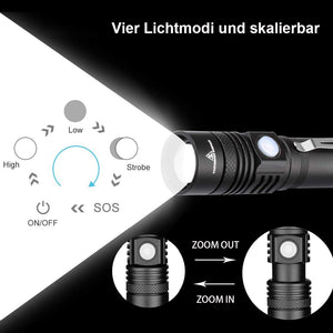 12000LM Super Bright Led flashlight - USB Rechargeable Torch - ManKave Gifts & Accessories