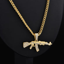 Load image into Gallery viewer, Mens Gun Shape Pendant Crystal Rhinestone Chain Necklace - ManKave Gifts &amp; Accessories
