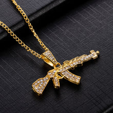 Load image into Gallery viewer, Mens Gun Shape Pendant Crystal Rhinestone Chain Necklace - ManKave Gifts &amp; Accessories
