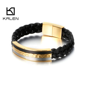 Black Genuine Leather Bracelet for Men - ManKave Gifts & Accessories