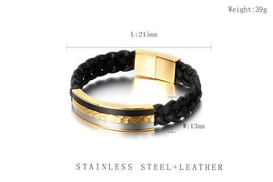 Black Genuine Leather Bracelet for Men - ManKave Gifts & Accessories