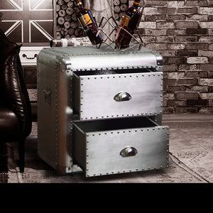 Aluminium Metal Rivets High End Furniture Bedside Cabinet - ManKave Gifts & Accessories