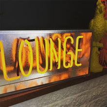 Load image into Gallery viewer, Vintage Metal Neon Box Lamp LOUNGE Neon Sign - Man-Kave
